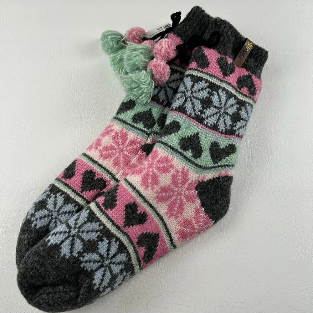 MUK LUKS Luxe Collection Cottage Socks Womens 6-10 Non Slip NWT